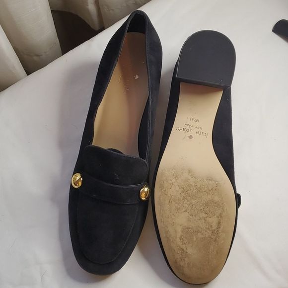 Kate Spade leather block heel slip on loafers - Picture 2 of 8